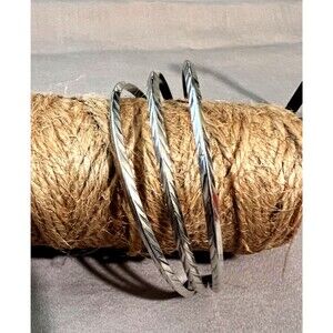 Silver Tone 3 Row Vintage CUFF BRACELET 2.5"